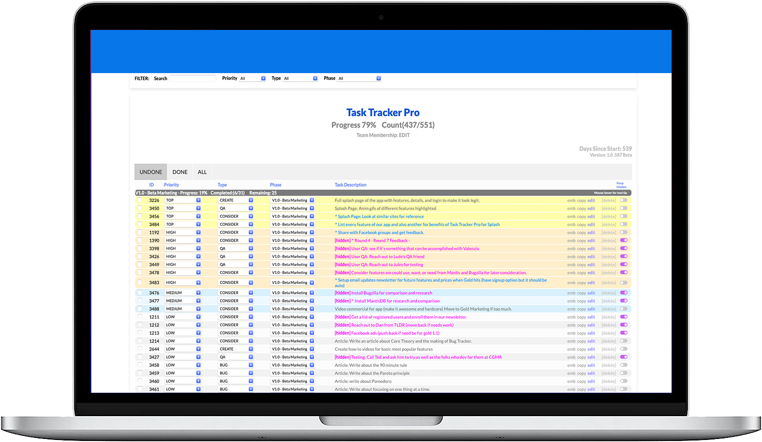 Task Tracker Pro on Laptop